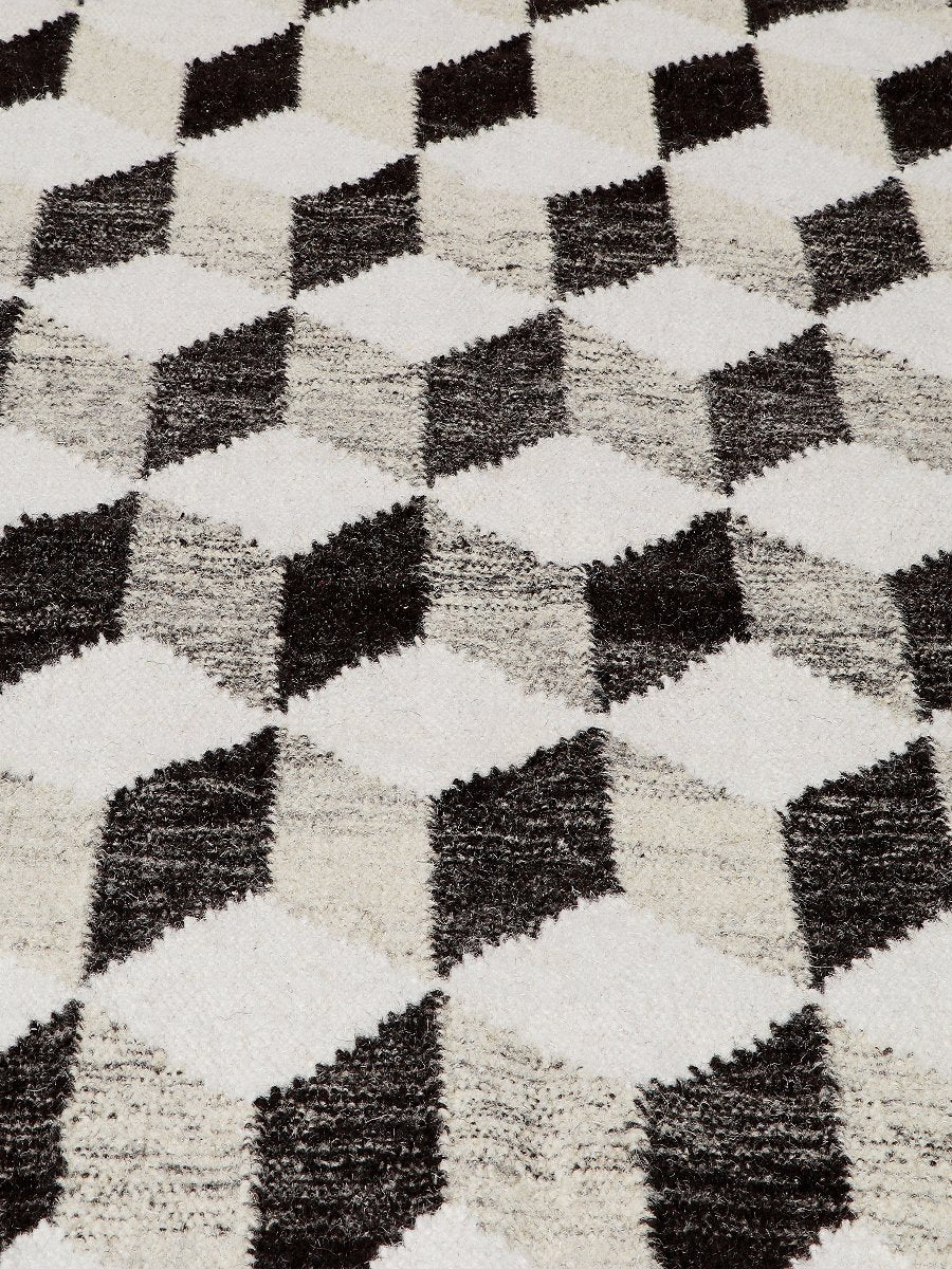 Carpe Natura Pitloom Wool Black and Beige Flatweave Area Rug