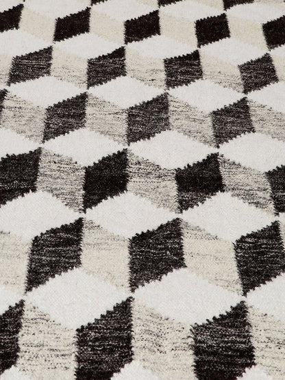 Carpe Natura Pitloom Wool Black and Beige Flatweave Area Rug