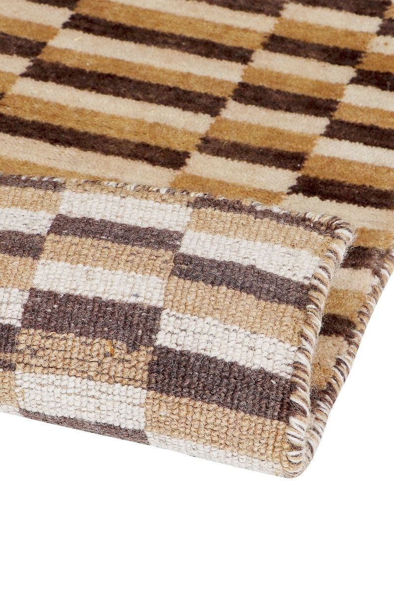 Carpe Natura Handloom Brown and Off-white Wool Area Rug