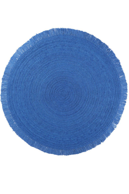 Carpe Natura Hand Crochet Round Blue PET Area Rug