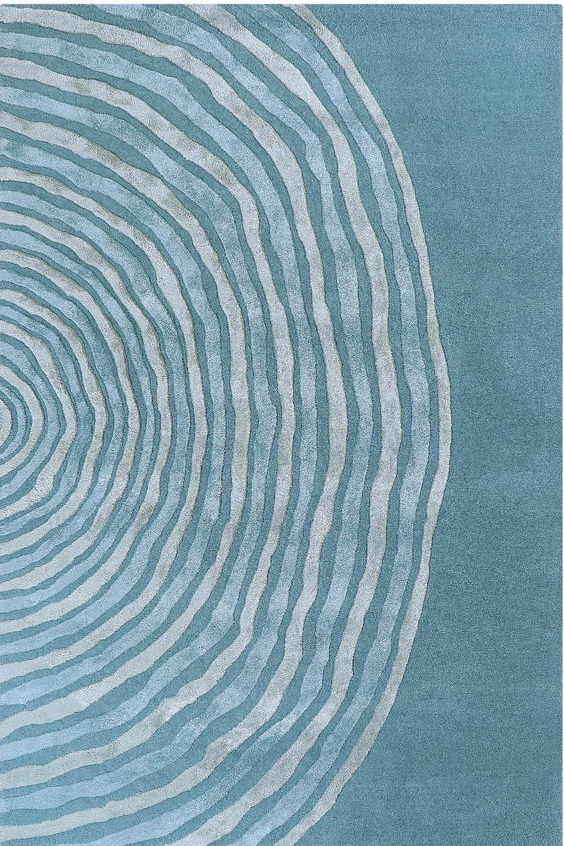 Carpe Natura Hand Tufted Wool and Viscose Sea Blue Area Rug