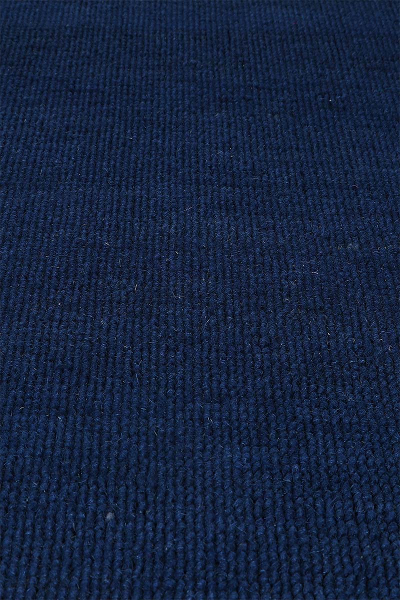 Carpe Natura Pitloom Flatweave Wool Navy Blue Area Rug