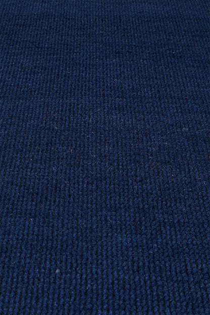 Carpe Natura Pitloom Flatweave Wool Navy Blue Area Rug