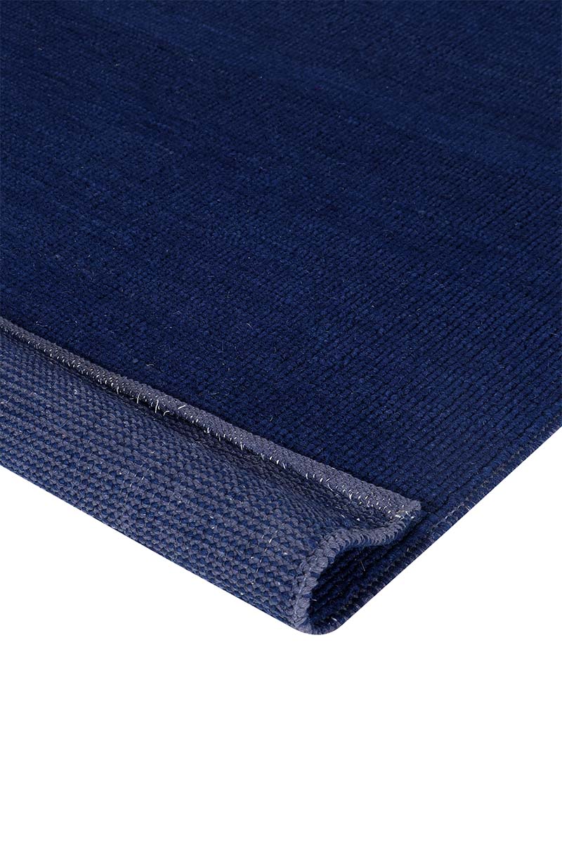 Carpe Natura Pitloom Flatweave Wool Navy Blue Area Rug