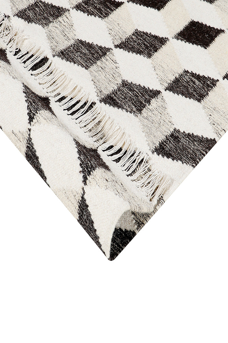 Carpe Natura Pitloom Wool Black and Beige Flatweave Area Rug