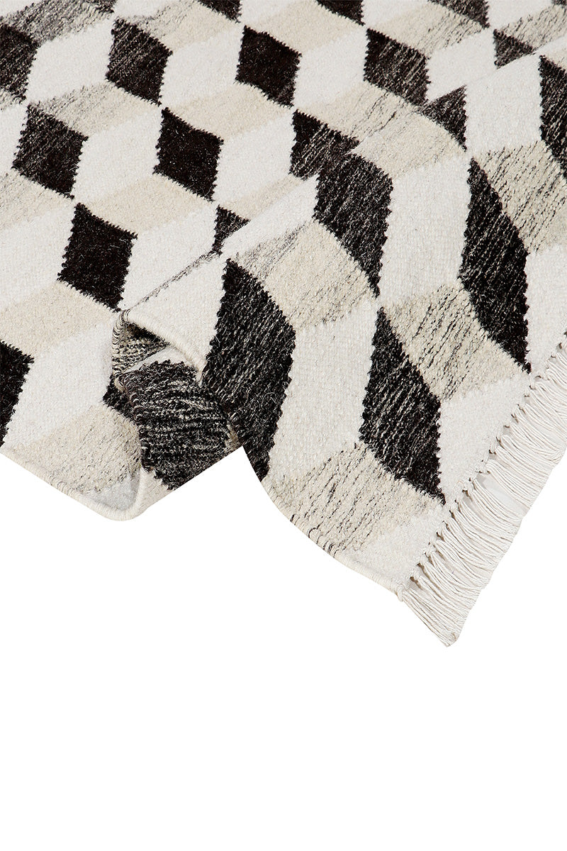 Carpe Natura Pitloom Wool Black and Beige Flatweave Area Rug