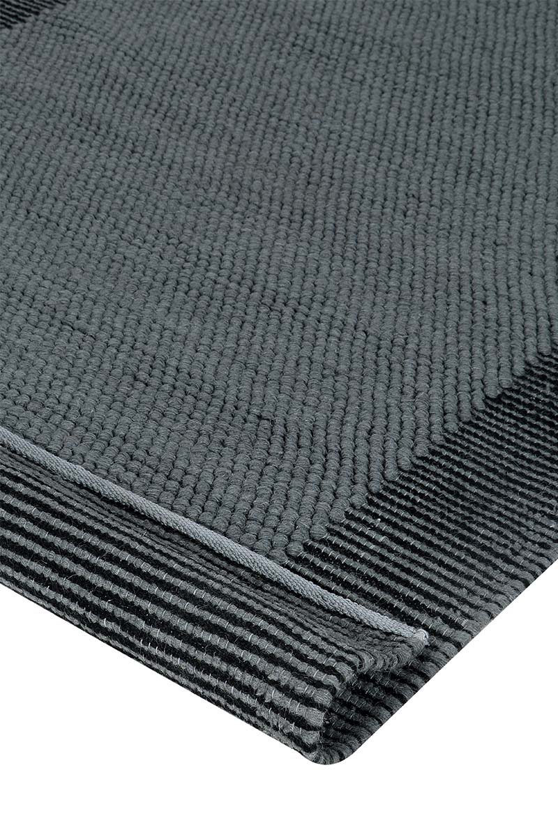 Carpe Natura Pitloom Flatweave Wool Black and Grey Area Rug